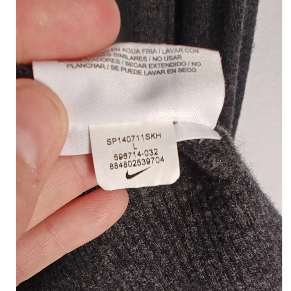 Nike‎ Hoodie Charcoal Gray Wool Blend Full Zip Knit Sweater Cardigan Large L